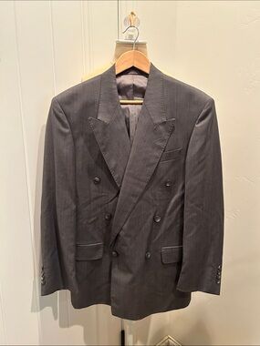 Yves Saint Laurent Men's Double-Breasted Gray Wool Blazer